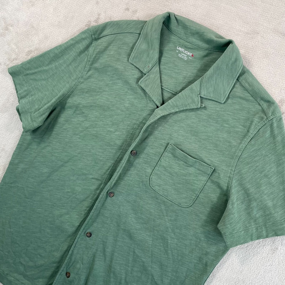 UNTUCKit Sapori Camp Collar Shirt Men Large Peruvian Cotton Loop Collar NWOT